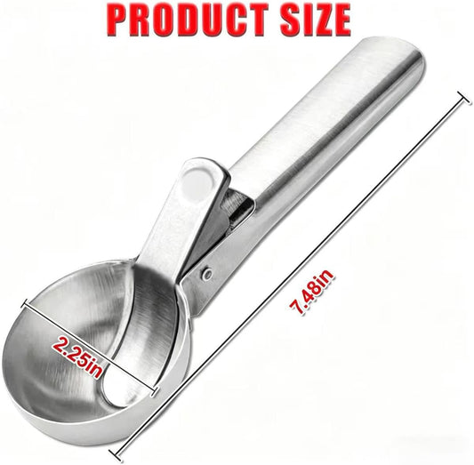 Ice Cream Scoop,Portable Stainless Steel Ice Cream Scoop with Trigger and Comfortable Handle,Dishwasher Safe,DIY Ice Cream,Gelato,Sorbet,Cake Batter (1p-silver)