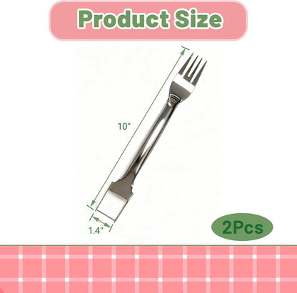 2Pcs Watermelon Fork Slicer Cutter, 2-in-1 Stainless Steel Fruit