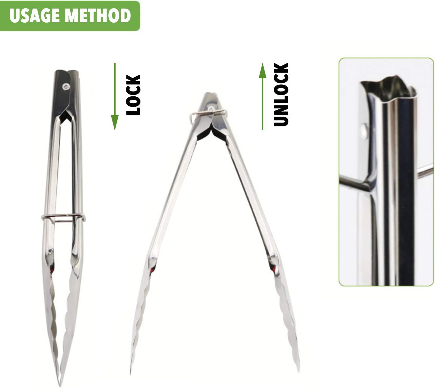 HINMAY Mini Stainless Steel Food Tongs with Silding Rings 7-Inch, Set of 6 | Small Clam Shell Service Tongs for Serving Appetizers, Desserts, Salads, Barbecue and Cooking (Silver)