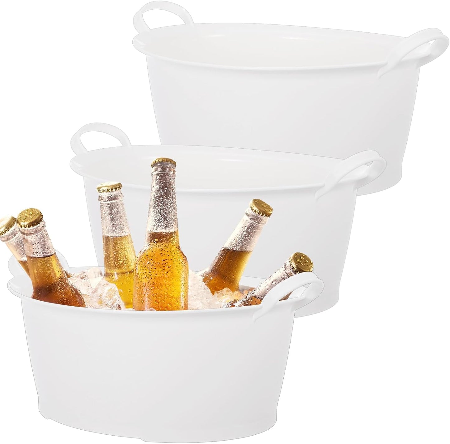 3 Packs Large Ice Bucket for Parties, 6.6L Portable Beverage Tubs for Parties, Large Plastic Drink Ice Buckets for Beverage Wine Beer Cocktails & Outdoor Events, Durable Ice Storage Cube