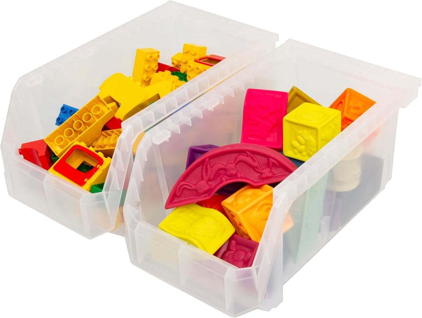 ReadySpace Medium Plastic Storage Bins, Stackable Organizer Containers for Closet Pantry Shelf Garage and Office Organization, Clear, 8 Pack