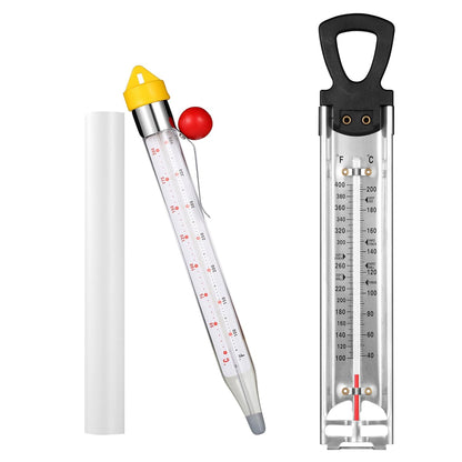 New Candy Thermometer with Pot Clip and Hanging Hook, Stainless Steel Deep Fry Oil Thermometer Instant Read Glass Cooking Thermometer for Food, Oil/Candy/Fry/Jam/Sugar/Syrup/Jelly Food Thermometer