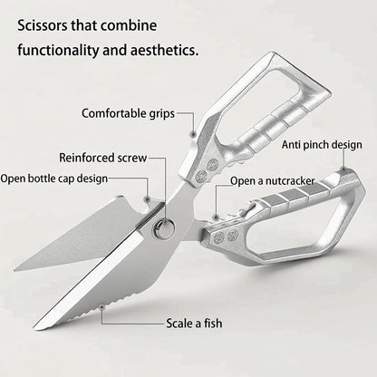 Scissors all Purpose, Stainless Steel Heavy Duty Kitchen Shears, Meat Scissors Heavy Duty Sharp Shears, Poultry Shears Bone Cutting (Sliver)