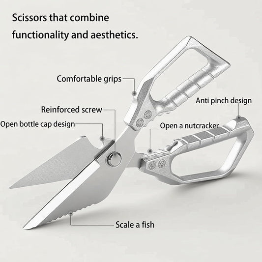 Heavy Duty Stainless Steel All Purpose Kitchen Scissors Silver