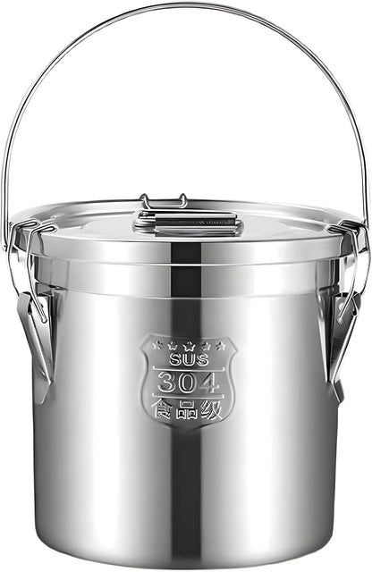 25lb Stainless Steel Containers with Lids, 12L/3.1gal 304 Stainless Steel Storage Containers, Metal Bird Seed Storage Container for Rice Flour Sugar Grain Coffee Bean Kitchen Jar