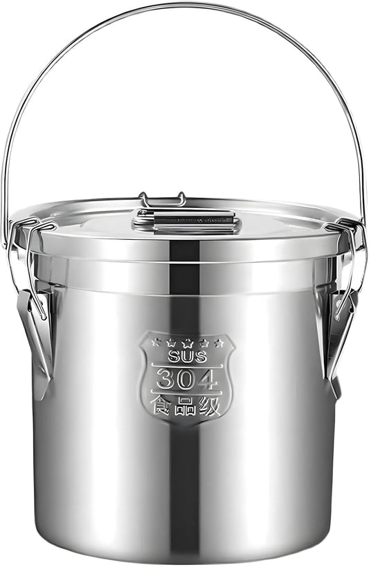 25lb Stainless Steel Containers with Lids, 12L/3.1gal 304 Stainless Steel Storage Containers, Metal Bird Seed Storage Container for Rice Flour Sugar Grain Coffee Bean Kitchen Jar