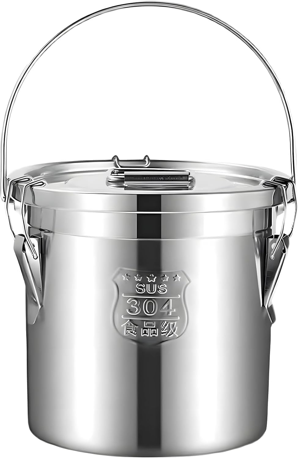3.2Gal 304 Stainless Steel Kitchen Airtight Canister, 405oz Flour Container with Lid and Locking Clamp,10-21Lbs Metal Bucket Food Storage Container for Rice Flour Grain Coffee Bean(12L)