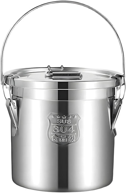 3.2Gal 304 Stainless Steel Kitchen Airtight Canister, 405oz Flour Container with Lid and Locking Clamp,10-21Lbs Metal Bucket Food Storage Container for Rice Flour Grain Coffee Bean(12L)