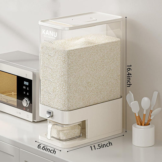 Rice Dispenser 22 Lbs,Sealed Rice Storage Container with Measuring Cup Moisture Proof,Large Cereal Dispenser Dry Food Storage Container Bins for Grains,Flour,Corn,Pet Food