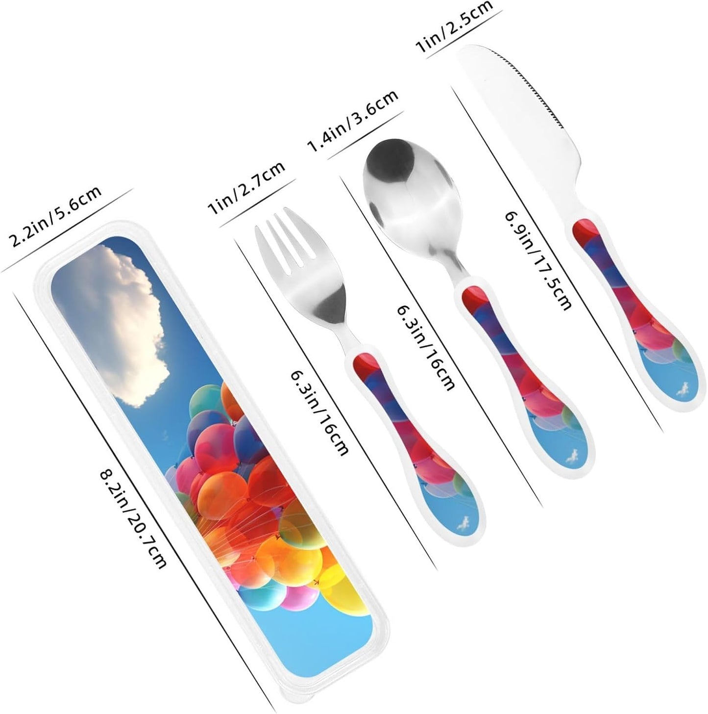 3-Piece Kids Silverware Set With Storage Case, Stainless Steel Reusable Children Safe Knife Spoon Fork Set Blue Active Girl Running Sunset Children Flatware Set For Kids Lunch Box - Colors C