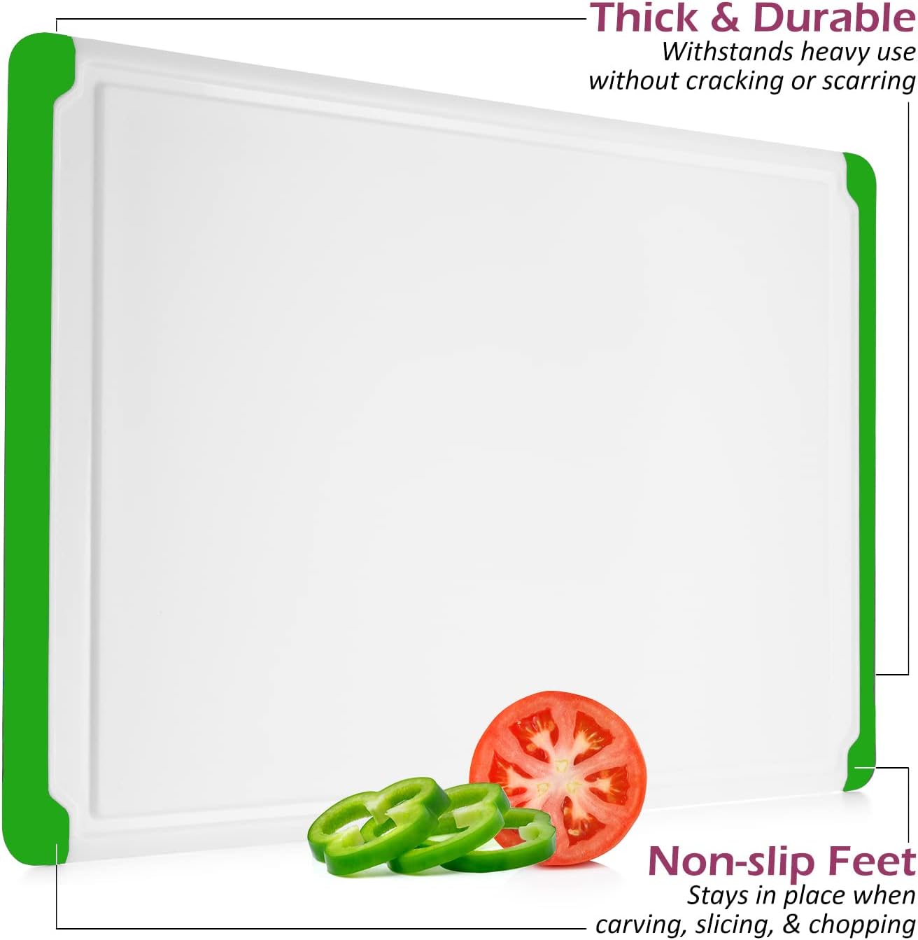 Plastic Cutting Board for Kitchen - Extra Large Cutting Board 18 Inch Reversible Chopping Board, Juice Groove, Non Slip Feet, Dishwasher Safe, BPA Free Large Cutting Board for Meat Vegetables Fruit