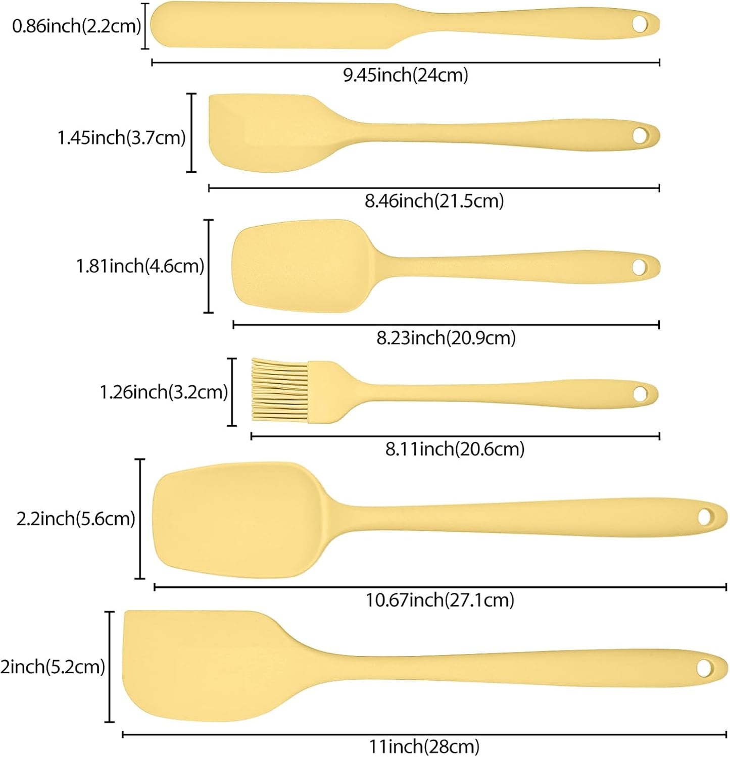 6 Pieces Silicone Spatula Set, Rubber Spatulas Silicone Heat Resistant Spatula Set for Kitchen Use, Food Grade Rubber Spatula with Ergonomic Grip, Cooking, BPA Free Dishwasher Safe(black)