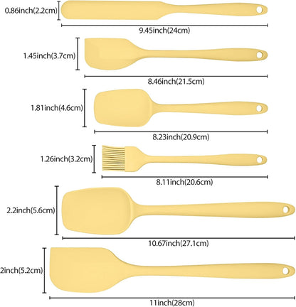 6 Pieces Silicone Spatula Set, Rubber Spatulas Silicone Heat Resistant Spatula Set for Kitchen Use, Food Grade Rubber Spatula with Ergonomic Grip, Cooking, BPA Free Dishwasher Safe(black)