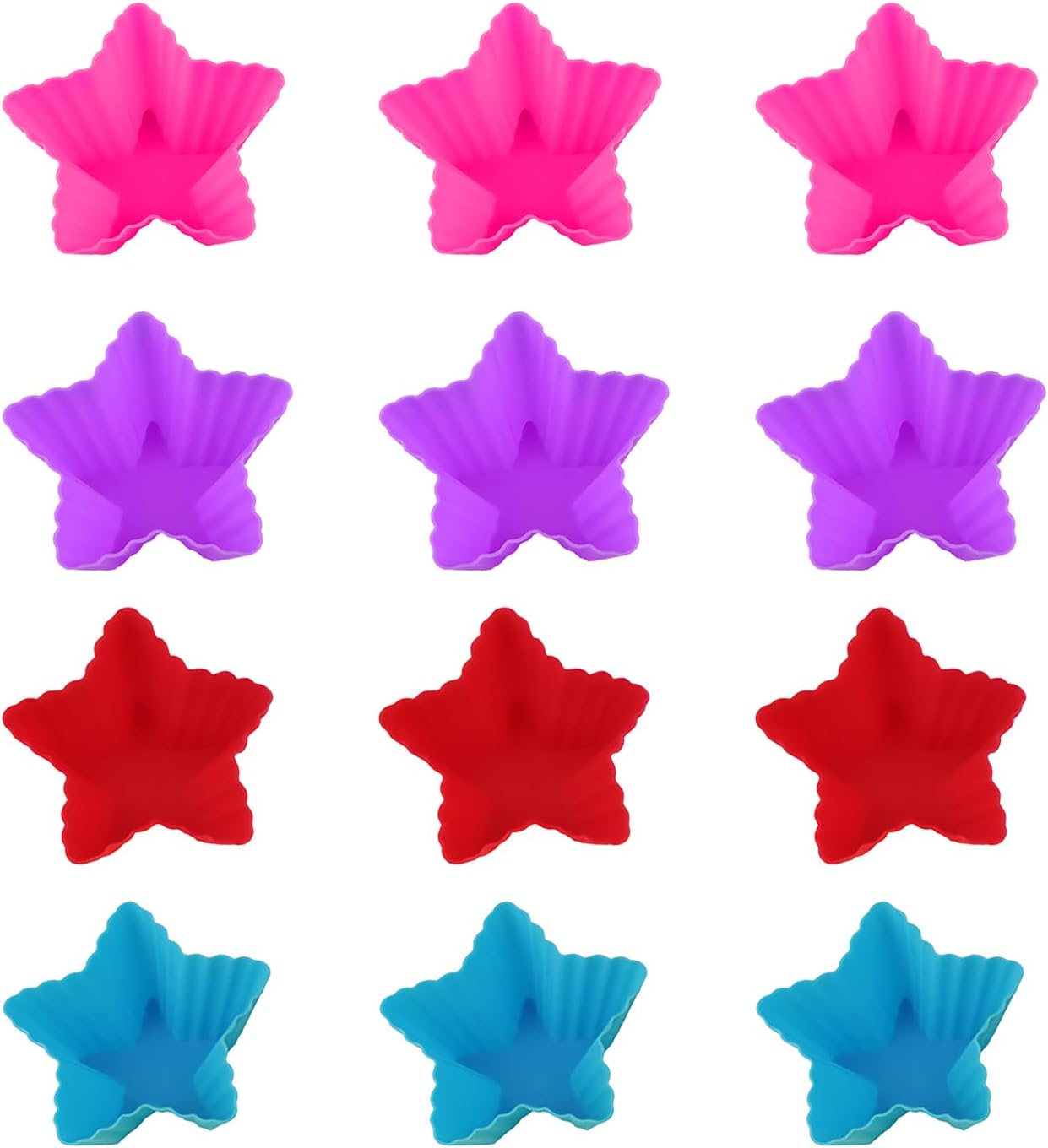 12 PCS Multicolored Silicone Cupcake Baking Cups, Reusable Muffin Liners Easy Clean Non-Stick Cupcakes for Party, Gift (Round)
