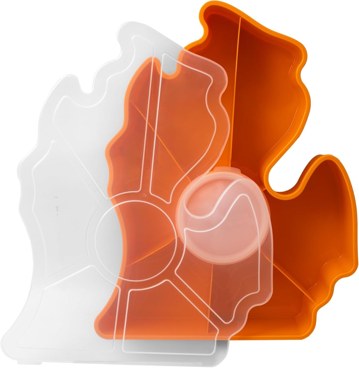 KOLORAE Michigan Serving Tray - Unique 7 Compartment Mitten State Reusable Snack Tray w/Dressing Cup. Great for Entertaining and Storage for Appetizers, Snacks, Chips & Dip
