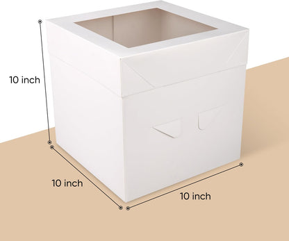 Cakebon Cake Boxes with Drums - 10 Inch Round White Cake Boards/Base para Pasteles (1-Pack) - Caja para Pasteles with Window for Birthdays, Weddings and Parties