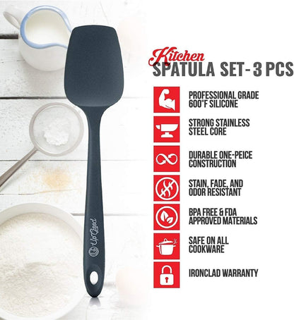 UpGood Silicone Spatula Set 600°F - High Heat Resistant Nonstick, Small and Large Kitchen Spatulas - Flexible BPA Free Professional Grade Cookware - Utensils for Cooking, Baking, Mixing(4 Pcs, Grey)