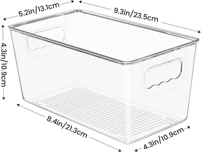YIHONG Clear Pantry Storage Organizer Bins, 10 Pack Plastic Food Storage Bins with Handle for Kitchen,Refrigerator, Freezer,Cabinet Organization and Storage