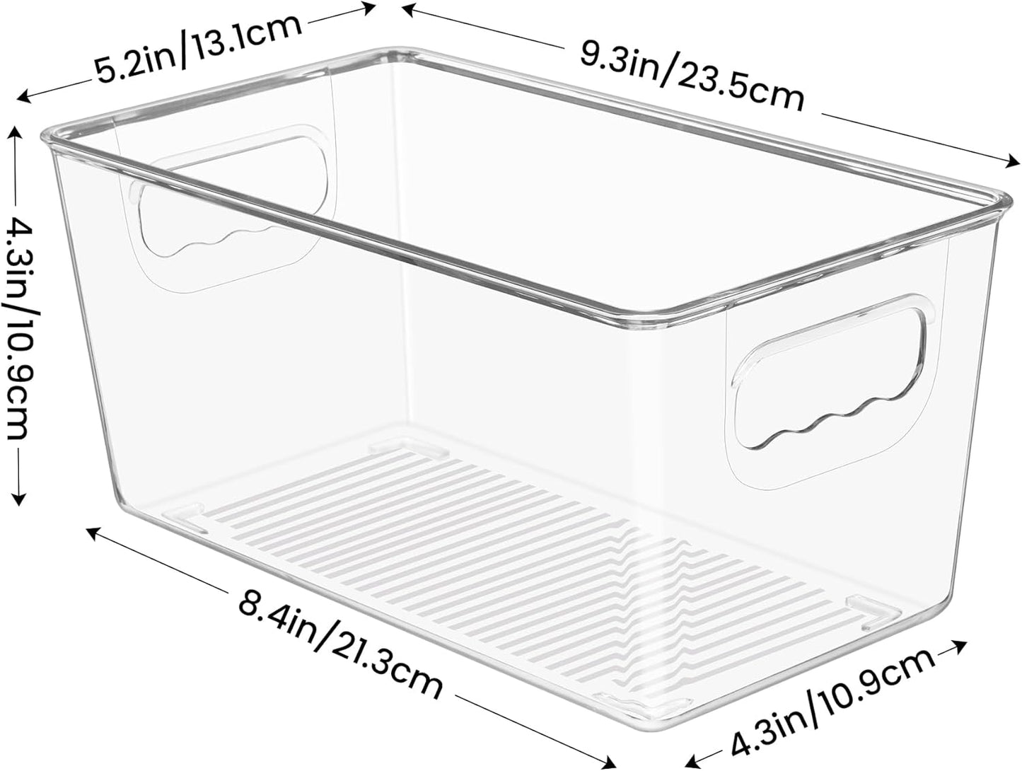 YIHONG 6 Pack Clear Pantry Organizer Bins, Plastic Containers with Handle for Kitchen,Freezer,Cabinet,Closet,Bathroom Under Sink Storage
