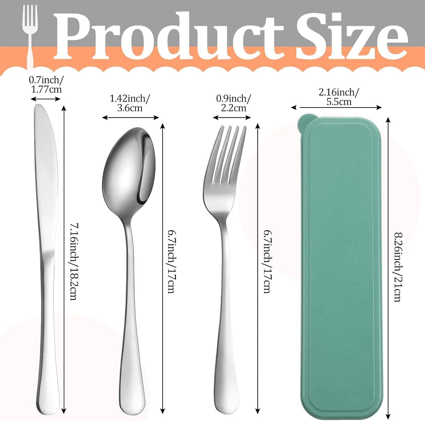 Yinkin 4 Pack Portable Travel Utensils Set with Case Reusable Stainless Steel Silverware Flatware Camping Cutlery Include Fork Spoon Knife for Work School Dishwasher Safe(White, Green, Red, Black)