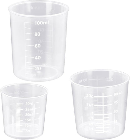 DTDNZKN 3 Pack Measuring Cup Set, Includes 1 Oz (30 Ml), 2 Oz (60 Ml) and 3.4 Oz (100 Ml) Plastic Liquid Measuring Cups- Baking, Cooking, Mixing & Measuring Cups