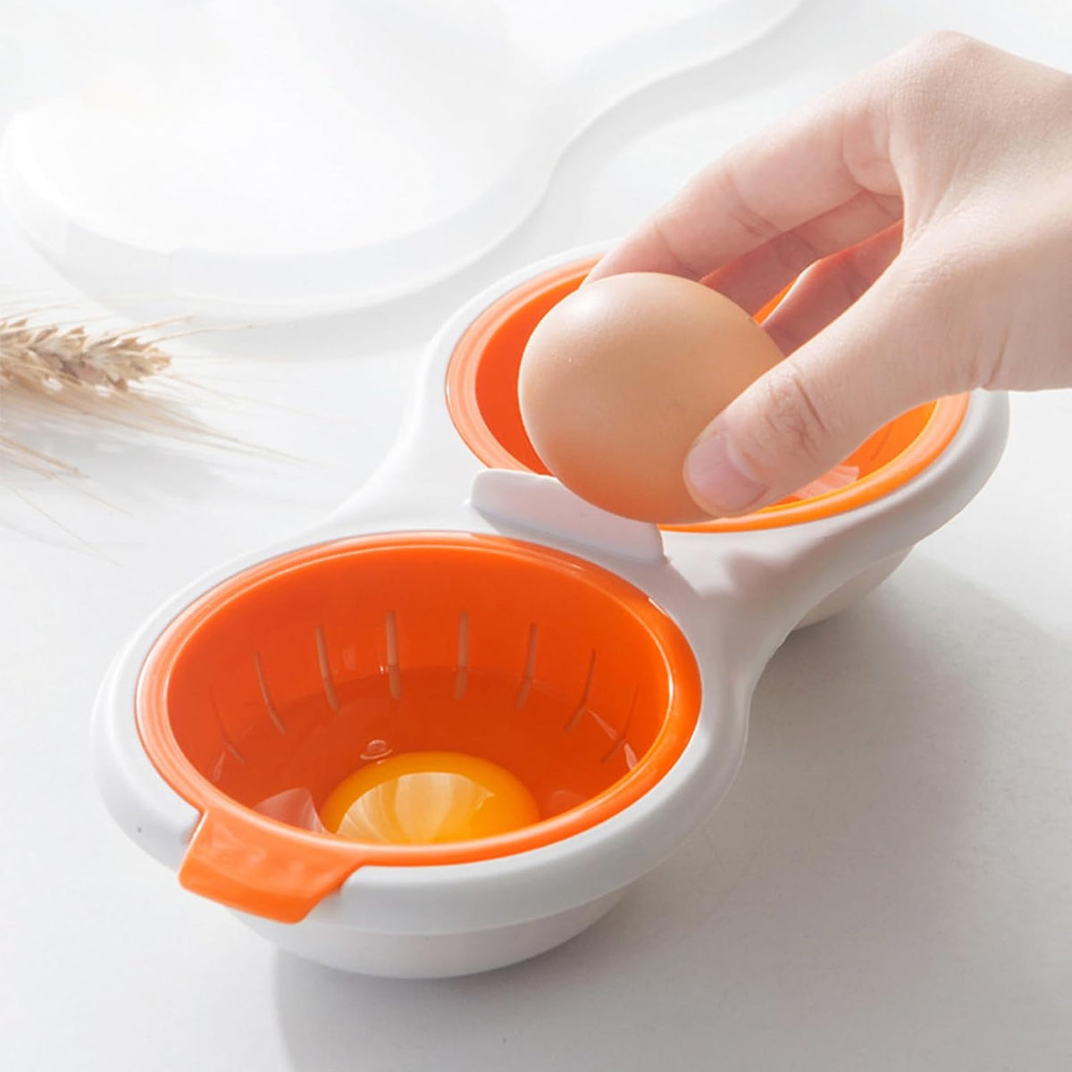 Microwave Egg Poacher,2 Cavity Eggs Poacher, Microwave egg cooker with Lid