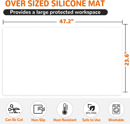Warome Silicone Mat,78.7”x 23.6” Heat Resistant Mats for Countertop,Extra Large Countertop Protector Mat, Multi-functional Cuttable Kitchen Counter Mat, Silicone Mats for Kitchen Counter/Crafts- Grey