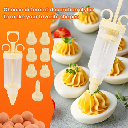Deviled Egg Containers Set of 2, 48 Count Total 12×8.86×4.92inch Egg Storage Trays with Lid & Handle, Stackable Carrier with Piping Bottle for Party Picnic