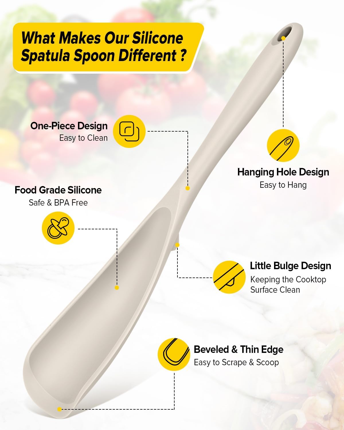 Pack of 2 Cooking Spoons for Non Stick Cookware, Multifunction Spatula Spoon BPA-Free, One-Piece Design, Suitable for Scooping, Scraping, Serving and Mixing(BLACK-GRAY)