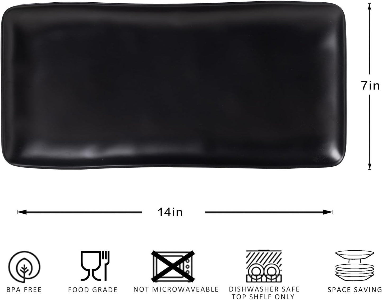 Chip & Dip Serving Tray Set, 4 Sectional Round Melamine Serving Platter, Relish Tray, Round Compartment Appetizer platter for Veggies, Candy and Snacks, Matte Black, Set of 2