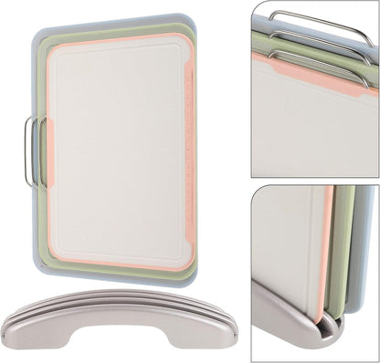 GARVALON Vegetable Cutting Mat and Non-slip Chopping Board Set with Rose Gold Base, Plastic Food Chopping Boards for Kitchen Countertop Organizer, Food Prep and Fruit Cutting