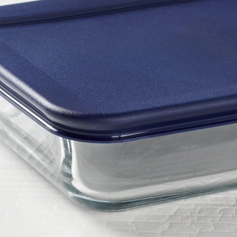 Glass Food Storage Containers with Lids, 3 Cup Rectangular, Set of 2