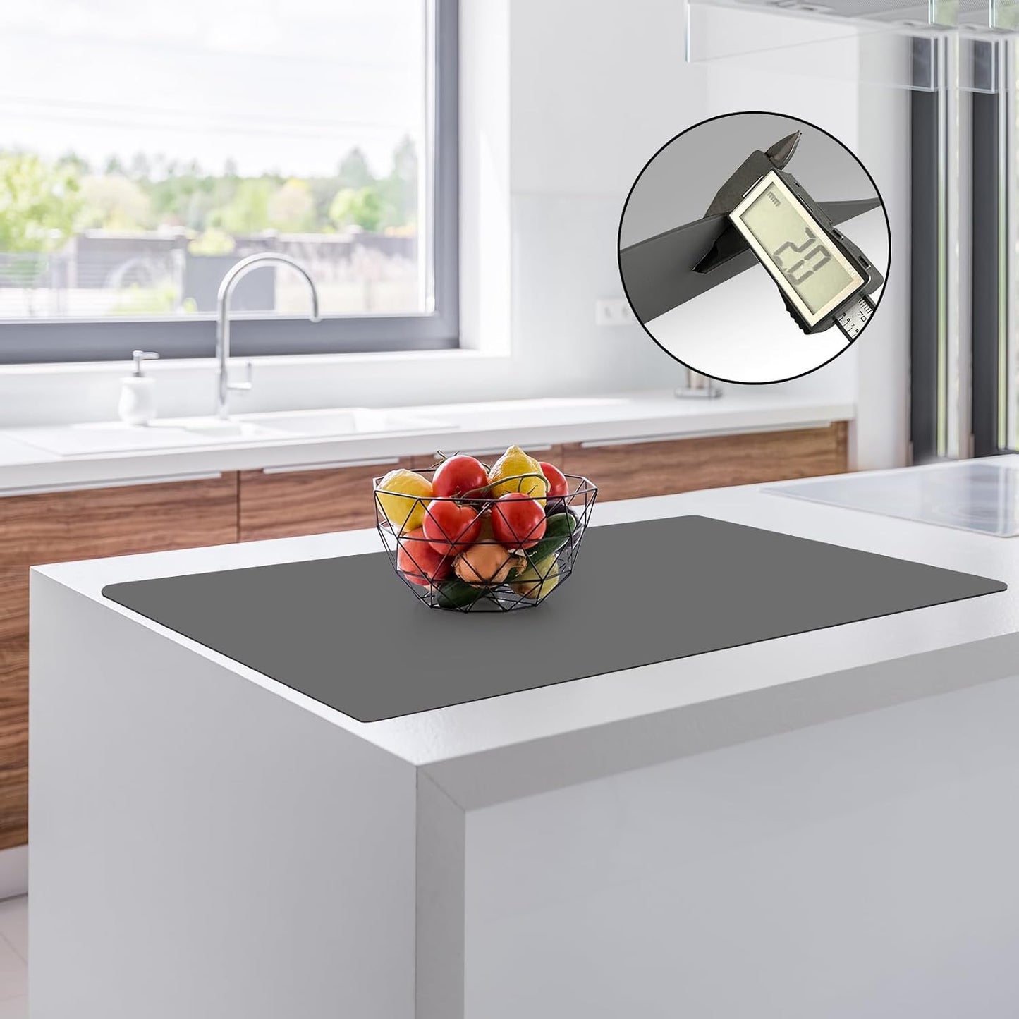 Silicone Mats for Kitchen Counter, 47.3"x23.6"x0.08" Largest Heat Resistant Mat Kitchen Island Waterproof 2MM Thick Countertop Protector Mat Nons-slip Extra Large Counter Mat (Black)