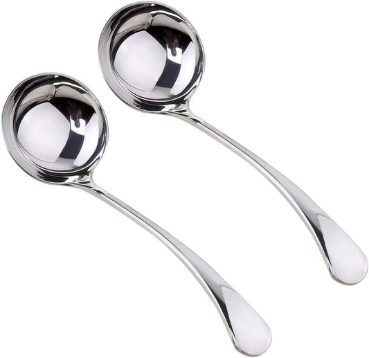 Small Ladle, Gravy Ladle, 7.9 Inch Sauce Ladles, 18/10 Stainless Steel Small Gravy Soup Spoon for Spooning Gravies or Sauces, Set of 2(Silver）