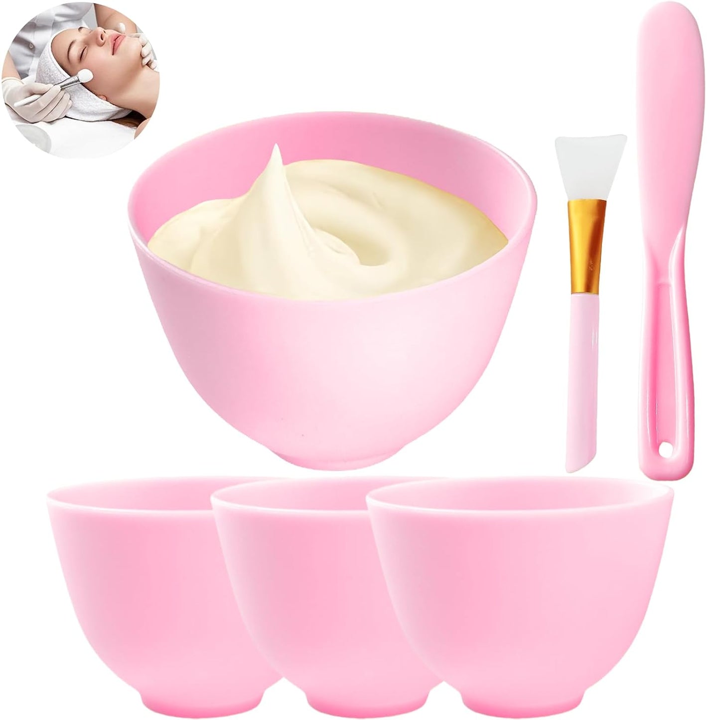 6Pcs Silicone Mixing Bowls, Silicone Bowls for Facials, DIY Face Mask Mixing Bowl for Home Salon Spa Face Skin Applicator Bowl, Black