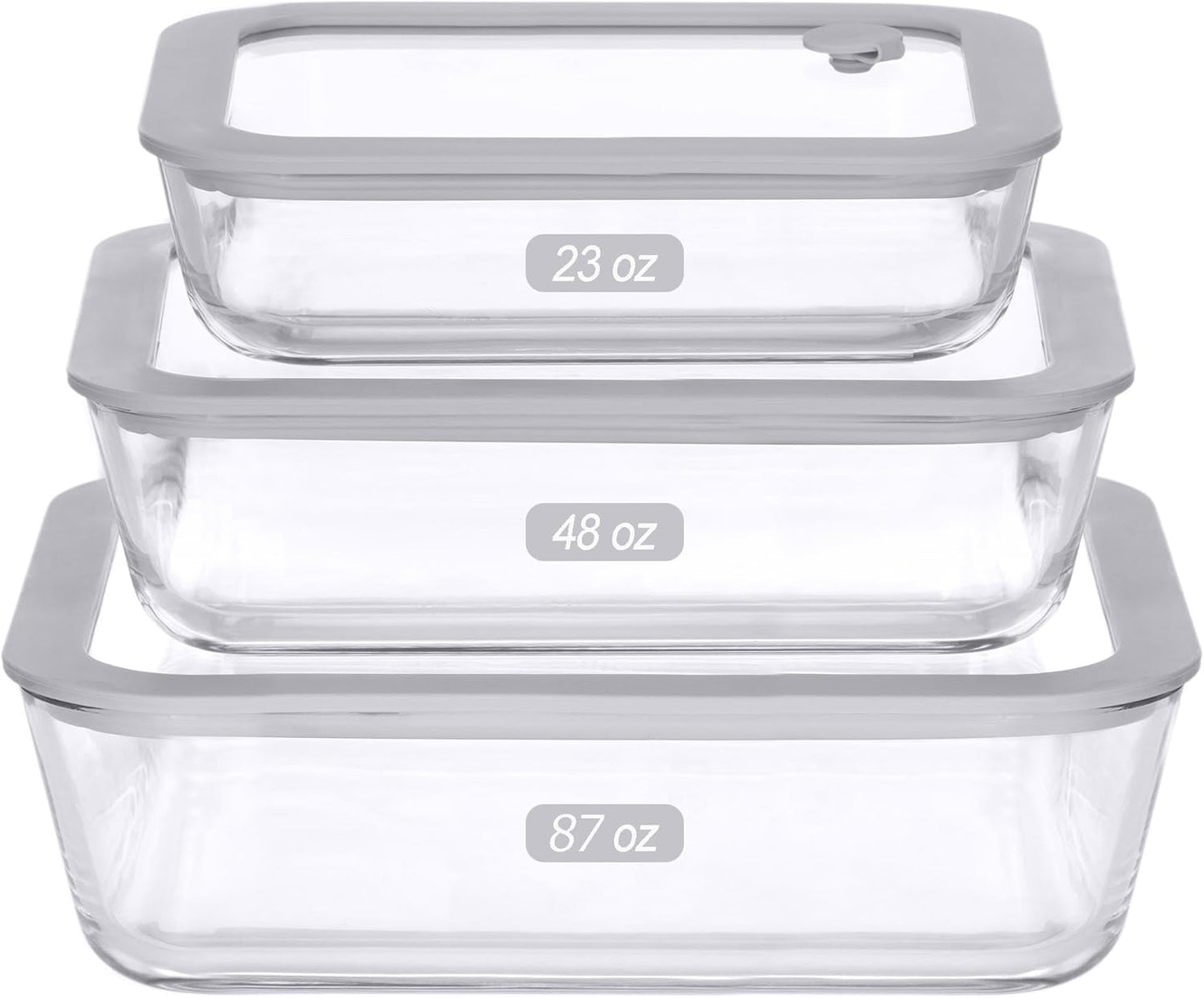 Glass Food Containers with Glass Lid, Microwave Safe Food Storage Container Set, 4 Pack of 35oz, Large Size Airtight Storage Set with Leak Proof Lids, Meal Prep Containers