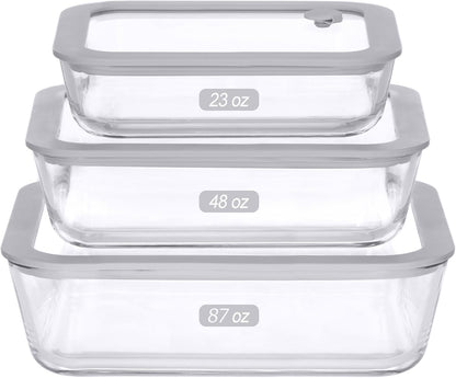 Glass Food Containers with Glass Lid, Microwave Safe Food Storage Container Set, 4 Pack of 35oz, Large Size Airtight Storage Set with Leak Proof Lids, Meal Prep Containers