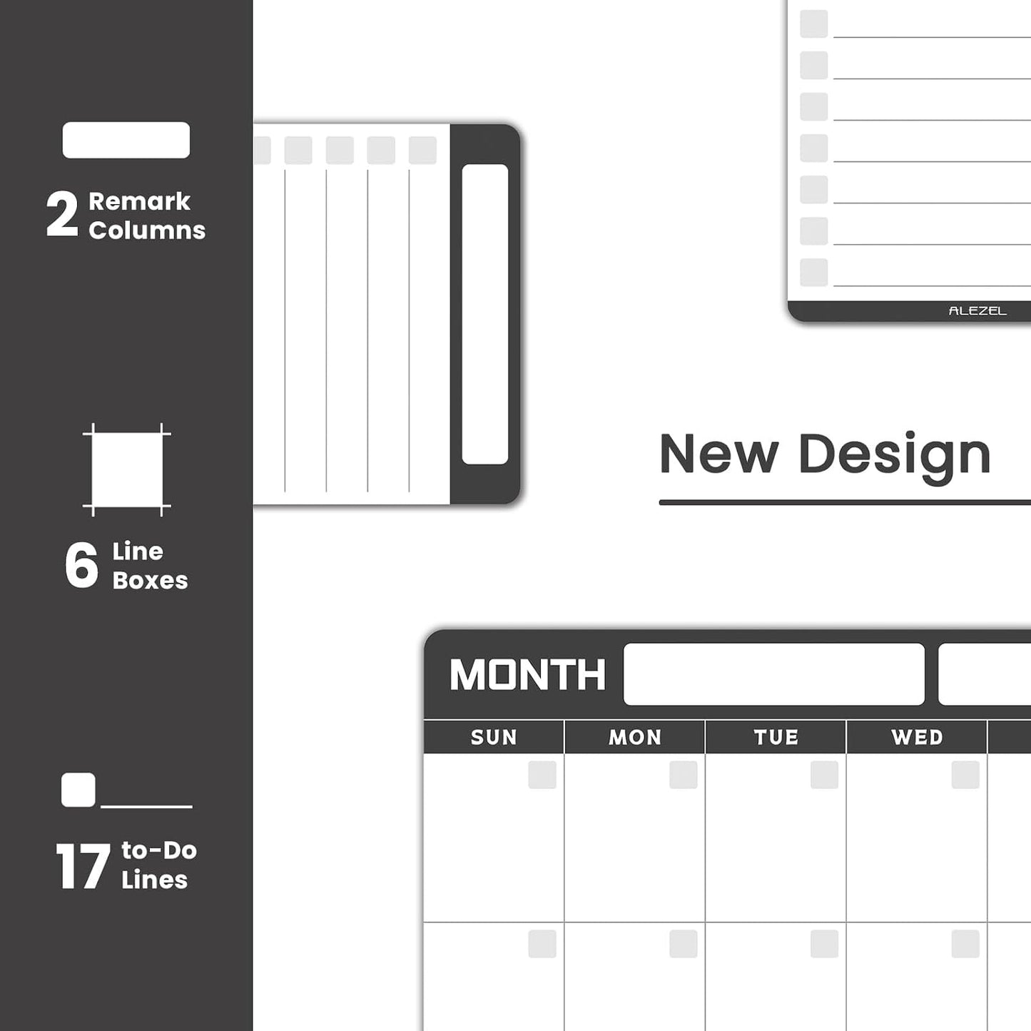 ALEZEL Dry Erase Calendar for Refrigerator, Greenery Magnetic Fridge Calendar Whiteboard - Set of Vertical Monthly Dry Erase Calendar for Fridge & 2 List Board, 4 Markers + Eraser