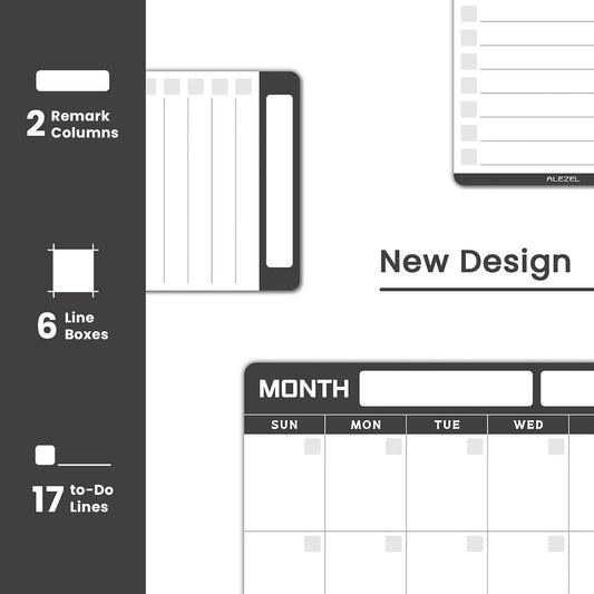 ALEZEL Dry Erase Calendar for Refrigerator, Greenery Magnetic Fridge Calendar Whiteboard - Set of Vertical Monthly Dry Erase Calendar for Fridge & 2 List Board, 4 Markers + Eraser