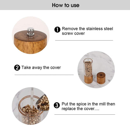 XWXO Salt and Pepper Grinder Set -8 Inches-Pack of 2 Premium Acrylic Manual