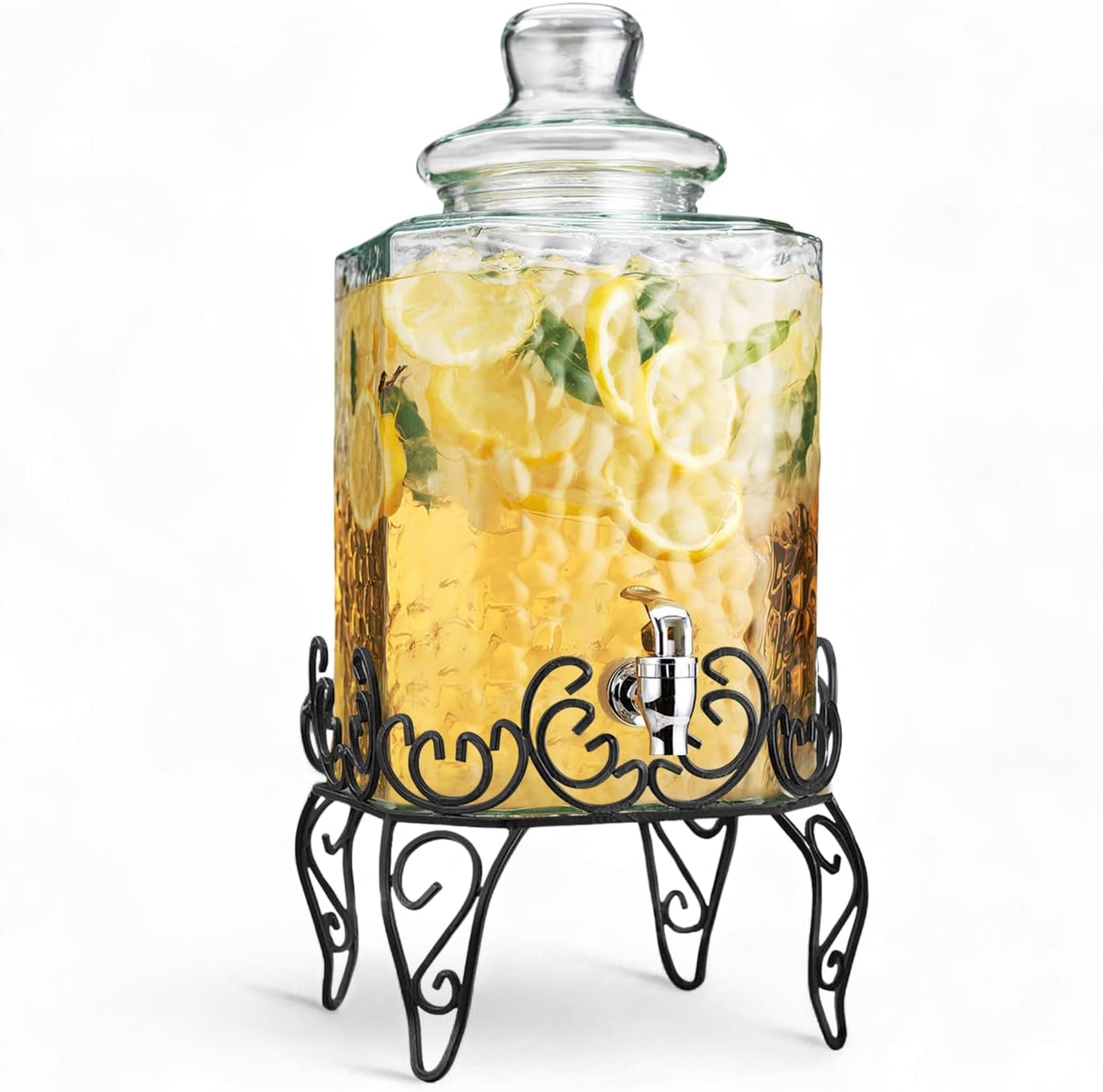 2 PACK 1.5 Gallon Drink dispenser, Glass Beverage Dispenser With Elegant Stand Stand, Drink Dispensers for Parties With Spigot 100% Leakproof. Perfect For Parties And Daily Use