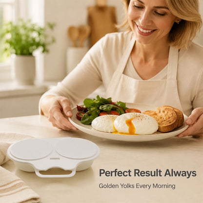 Dual Cavity Microwave Egg Poacher, Two Egg Cooker with & Handle