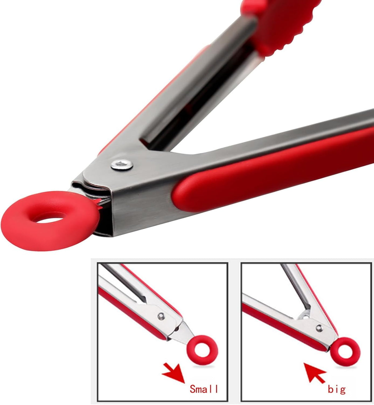 ZHIYE 4Pcs Silicone Tongs, Kitchen Tongs 7” Non-slip & Easy Grip Stainless Steel Handle - Smart Locking Clip - Heat Resistant, Food Grade
