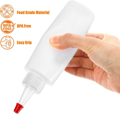 Bekith 30 Pack Small Plastic Squeeze Condiment Bottles with Red Tip Cap, 4 Ounce Squirt Bottle For Ketchup, BBQ, Sauces, Syrup, Condiments, Dressings, Arts and Crafts