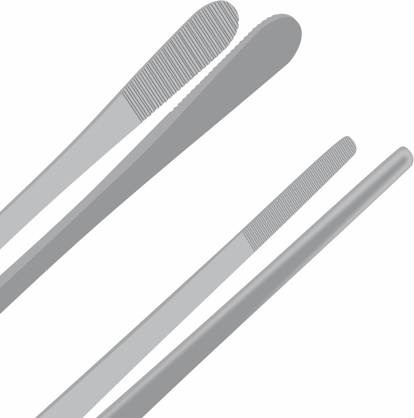 GMI Kitchen Tweezers Tongs 2PCS 12 Inch – Stainless Steel Cooking Tweezers with Serrated Tips, Precision Chef Tongs for BBQ, Grill, Pasta, Salad & Food Plating