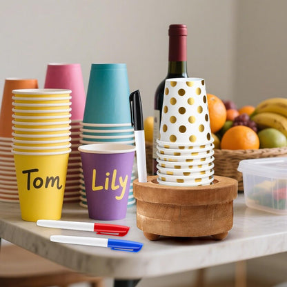 Wooden Cup Holder with Marker Slot,Brown Cup Holder Dispenser Disposable Mug Dispenser,Wooden Party Cups Dispenser Wooden Organizer for Modern Farmhouse Home bar(Brown,Size:5.51 * 2.95inch)