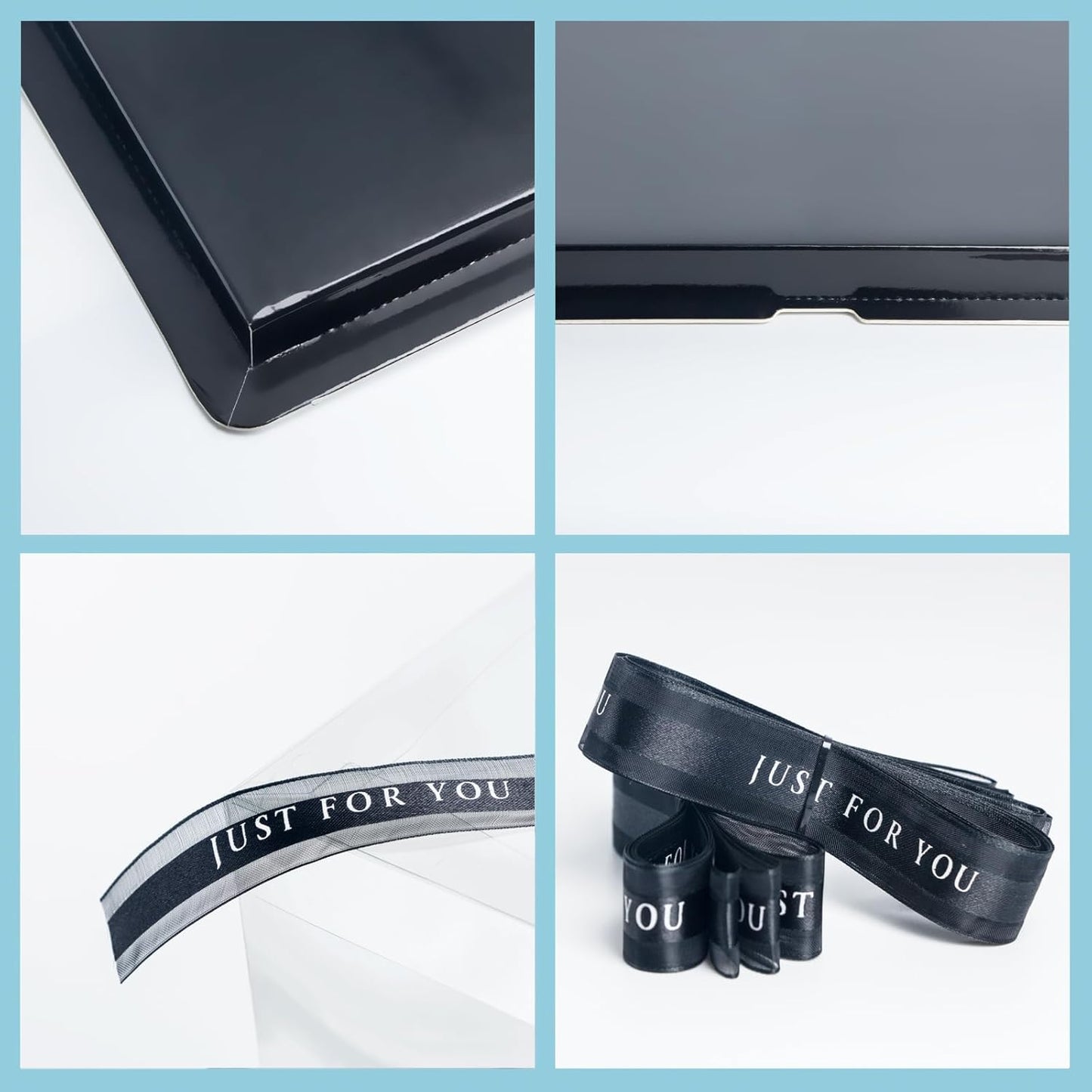 Clear Cake Box, 2 Pcs Transparent Cake Carrier Box with Lids, 4in PET Packaging Boxes with Ribbon Gift Card for Pastries, Clear Gift Boxes for Birthday, Wedding and Festival Party, Black.