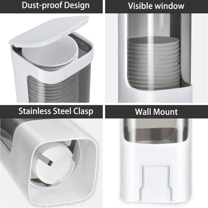 Cup Dispenser, Wall Mounted Water Cooler Cup Dispenser for 3oz-5oz Disposable Cups, Bathroom Cup Holder, Plastic Paper Cup Dispenser with Adhesive/Screw Mount for Office, Hospital, Bathroom