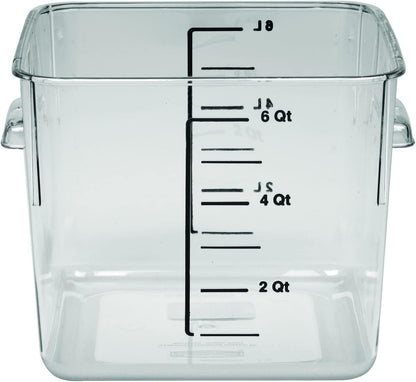 Rubbermaid Commercial Products Space Saving Square Food Storage Container 6 Quart Clear for Kitchen/Sous Vide/Meal Prep