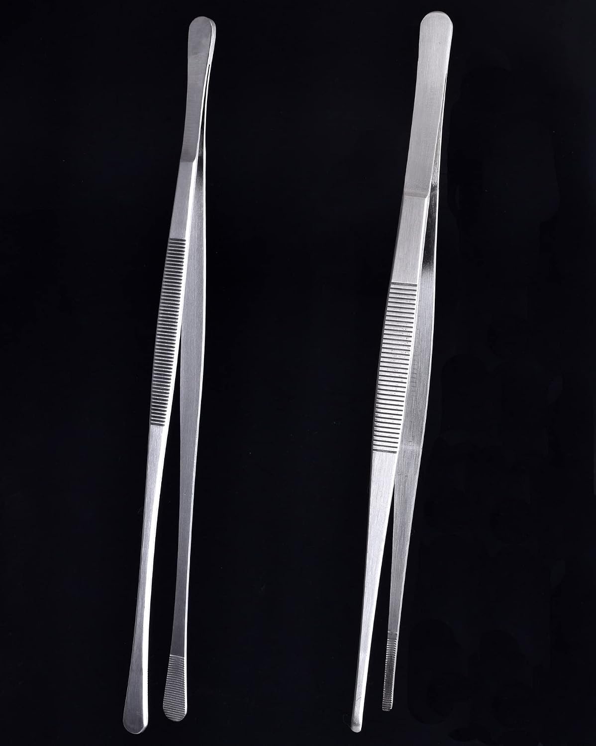 Tweezer Tongs, 12-Inches Stainless Steel Food Cooking Tongs for Kitchen Cooking BBQ Grilling Meat,Set of 2 (Cooking Tweezer 12inch 2p)